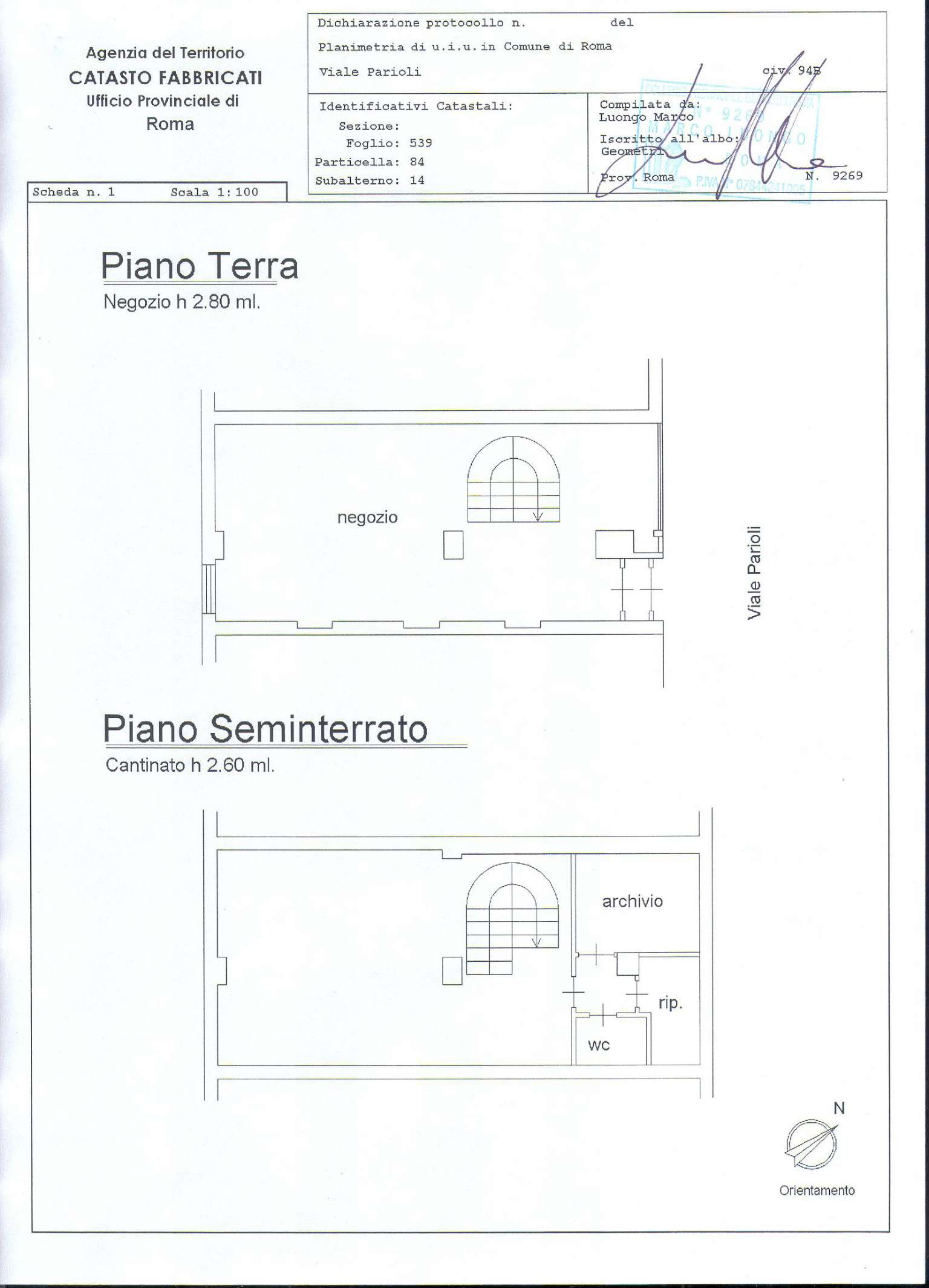 Negozio - Loc.Com. ROMA affitto  PARIOLI  viale Parioli Flaminia immobiliare snc di Corrado Pace & c