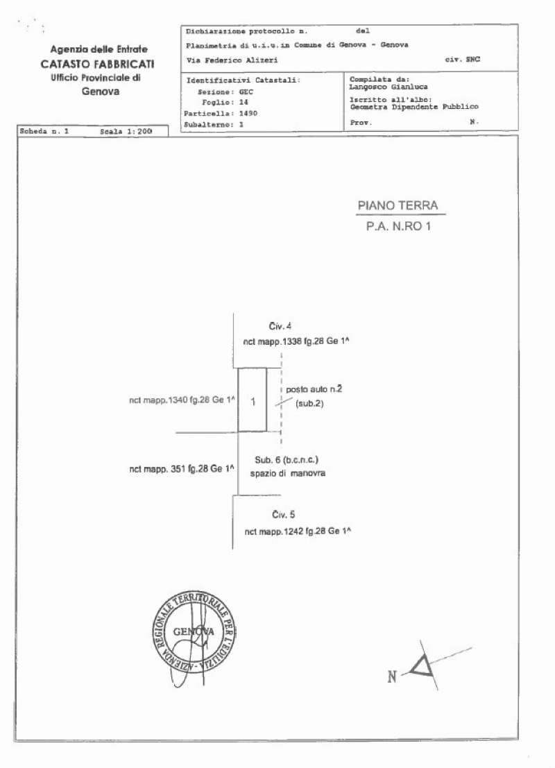 Box auto - Posto auto GENOVA vendita    A.R.T.E. Azienda Regionale Territoriale per l'edilizia della Provincia di Genova