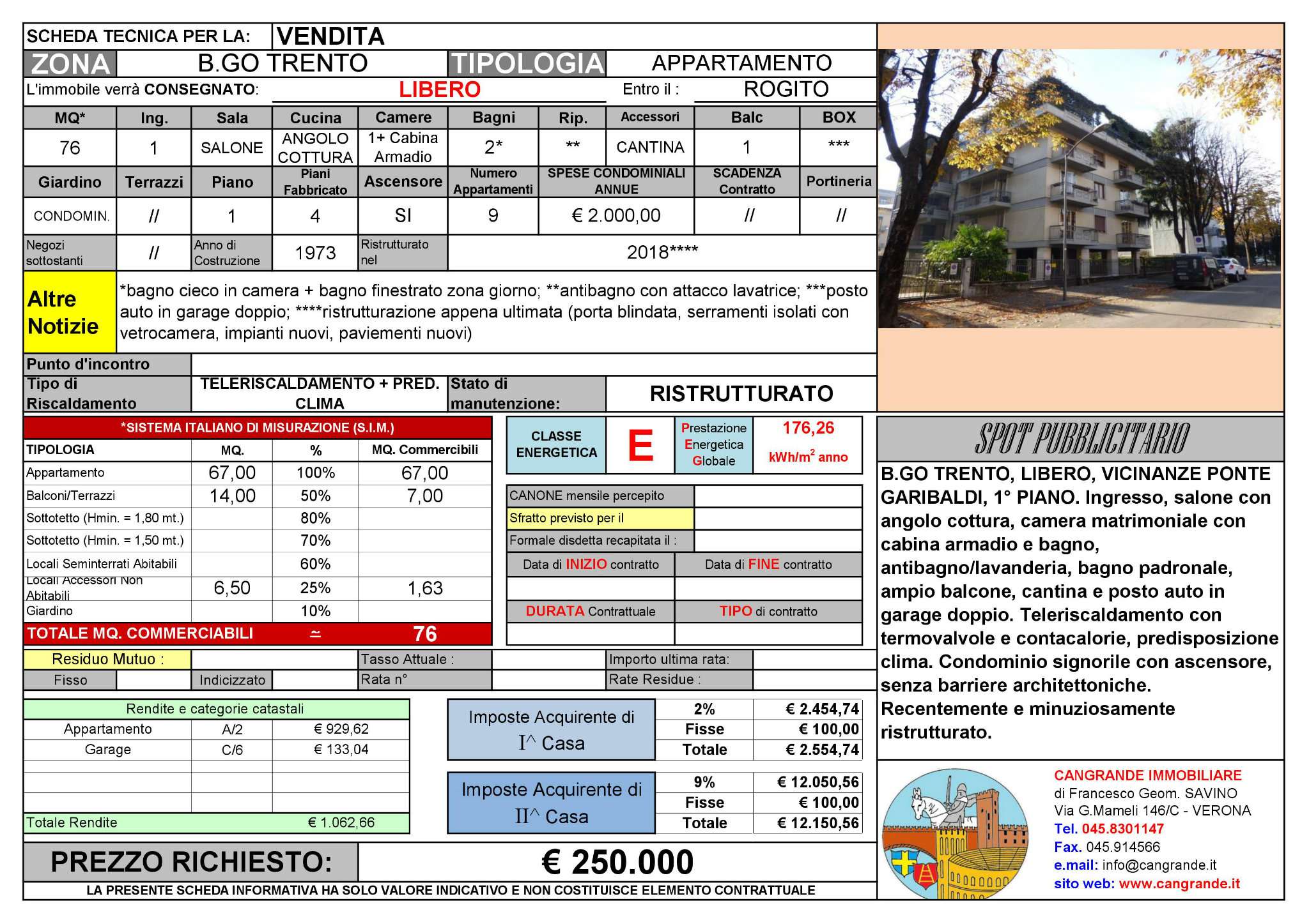 Appartamento VERONA vendita  BORGO TRENTO  Cangrande Immobiliare del geom. Francesco Savino