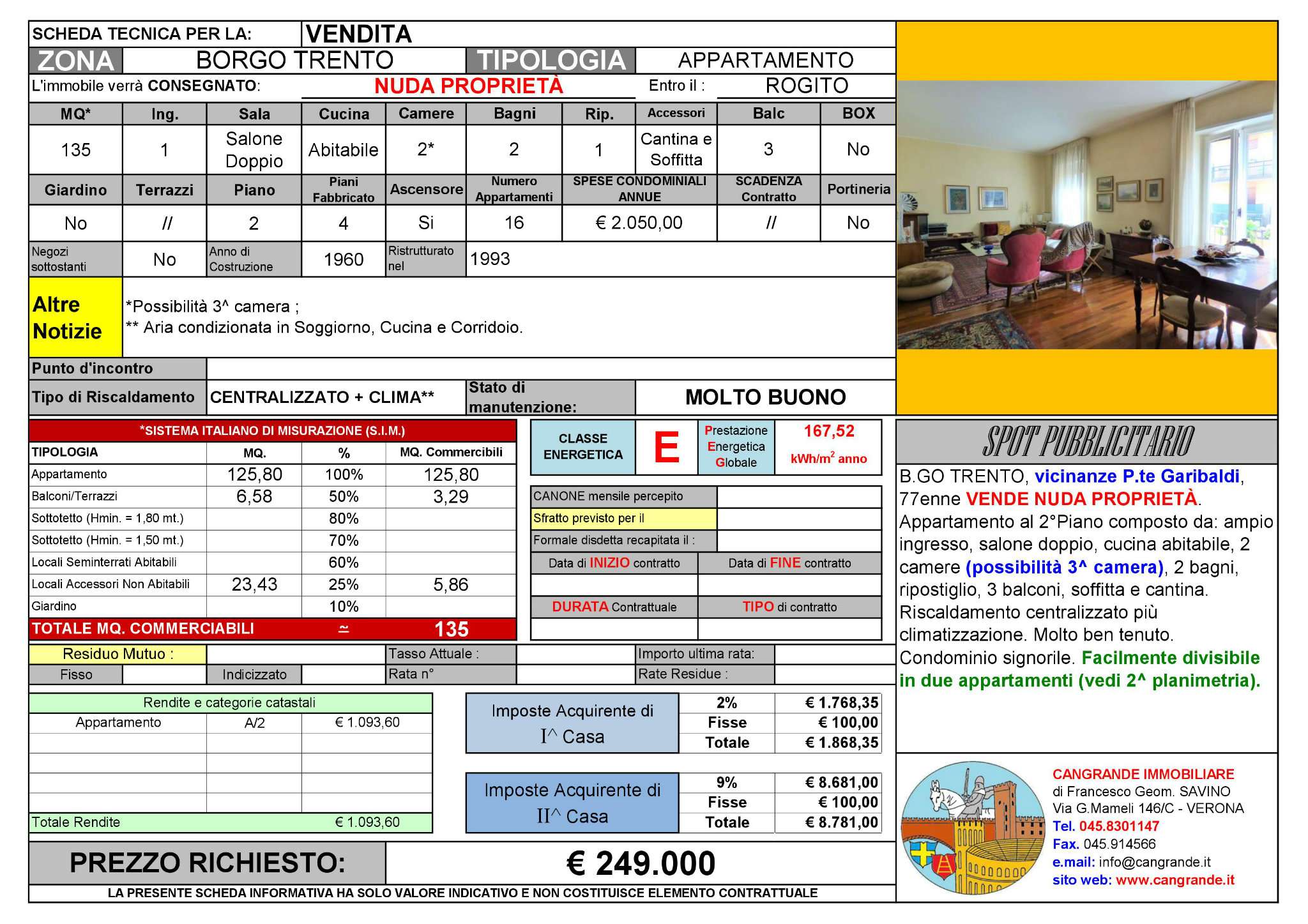 Appartamento VERONA vendita  BORGO TRENTO  Cangrande Immobiliare del geom. Francesco Savino