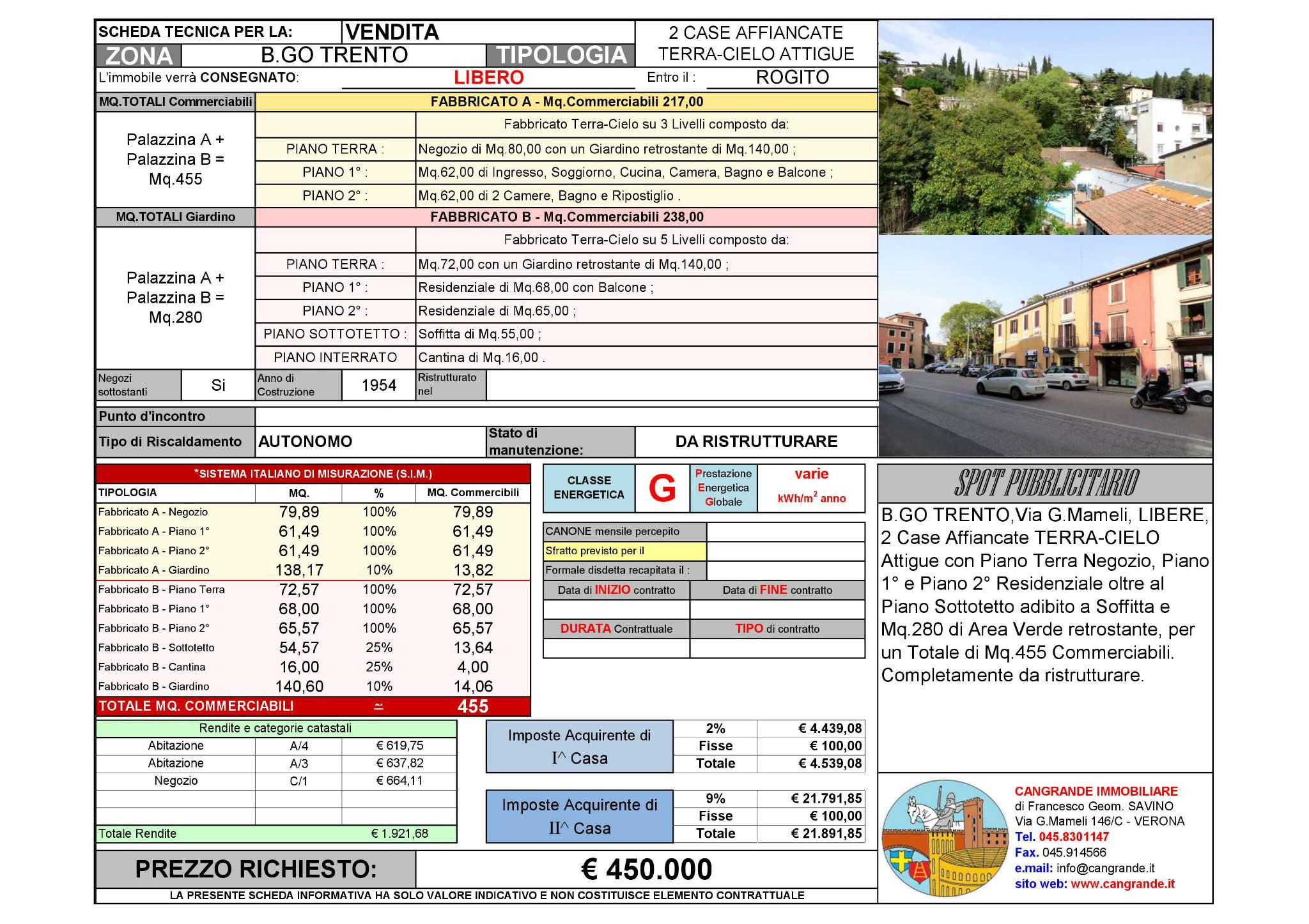 Stabile intero - Palazzo VERONA vendita  BORGO TRENTO  Cangrande Immobiliare del geom. Francesco Savino