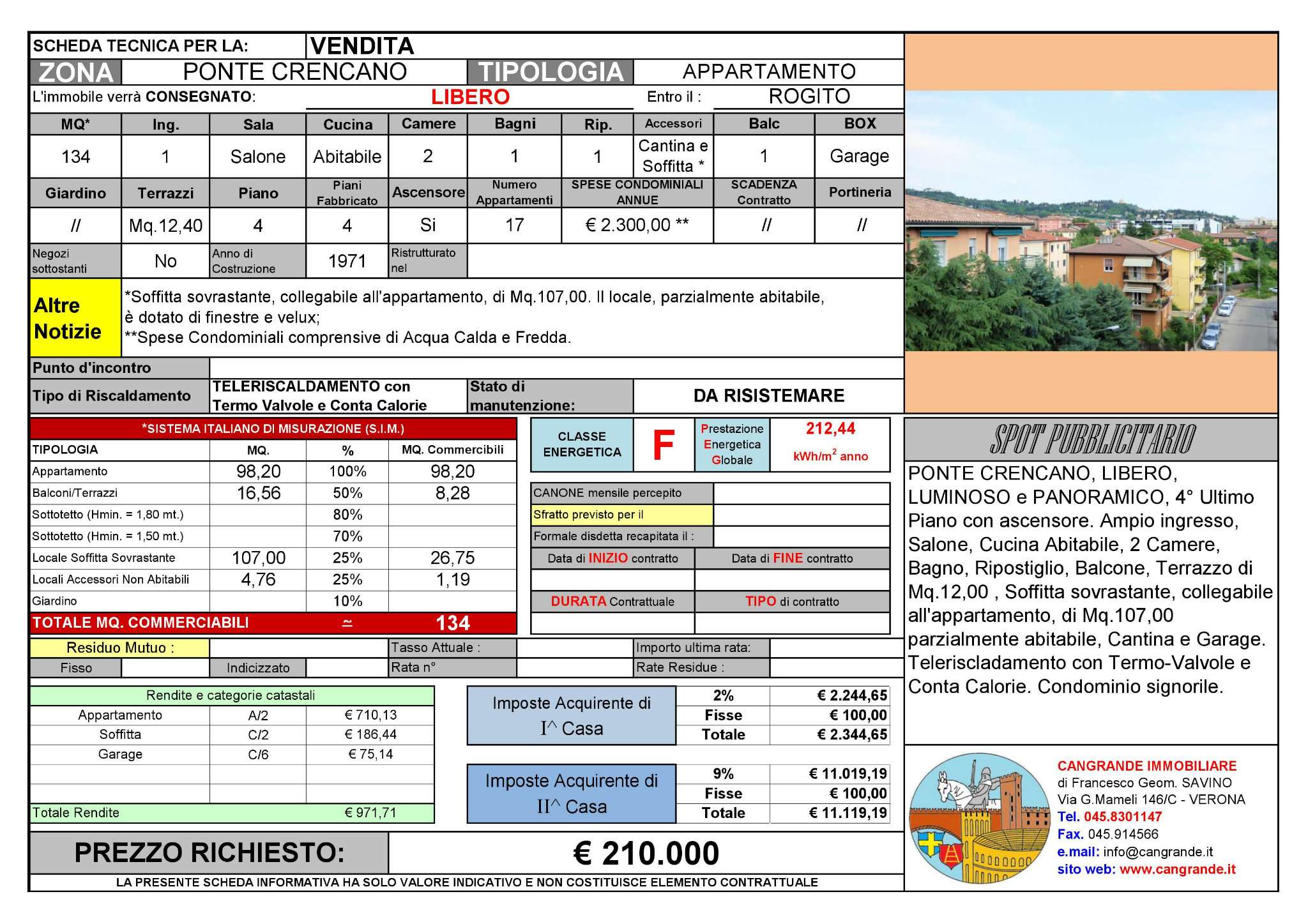 Appartamento VERONA vendita  PONTE CRENCANO  Cangrande Immobiliare del geom. Francesco Savino